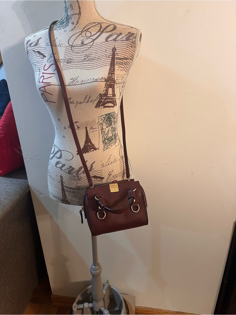 DSQUARED2 Burgundy Leather Crossbody Bag with Gold Hardware